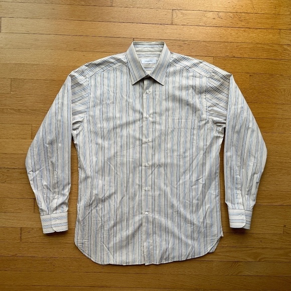 Ermenegildo Zegna Mens Striped Spread Collar Button Front Shirt Size 42/16.5 - Picture 1 of 16
